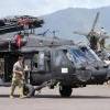U.S. Army Blackhawk helicopters preparing for their mission in Trinidad and Tobago