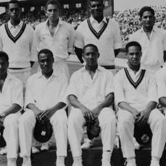 West Indies 1963 tour to England. Back (L-R): J. Solomon, L. Gibbs, J. Carew, C. Griffith, D. Murray and B. Butcher. Front (L-R): R. Kanhai, C. Hunte, F. Worrell, G. Sobers and W. Hall